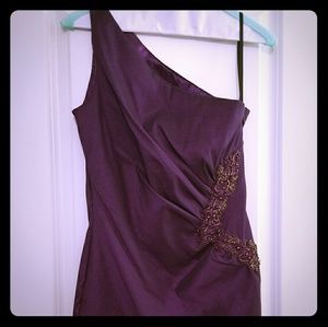 Women's one sleeve purple dress